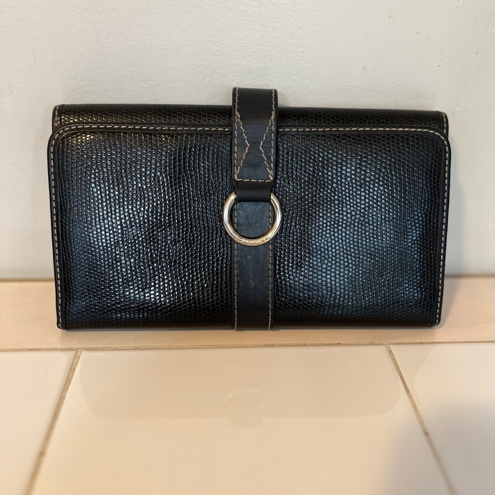 Lancel Paris like new black leather organizer wallet